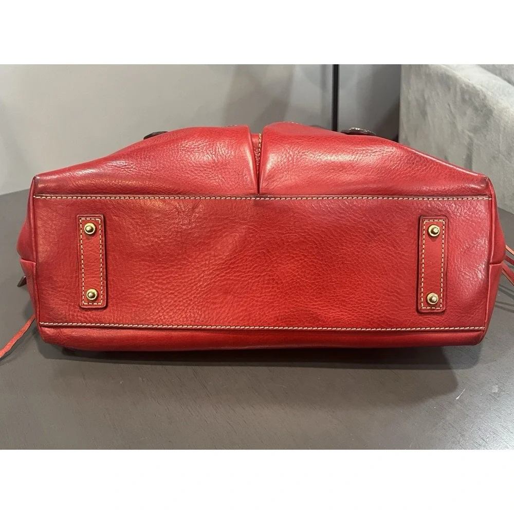 Dooney & Bourke Red Leather Satchel Purse Handbag Florentine Vacchetta Rare